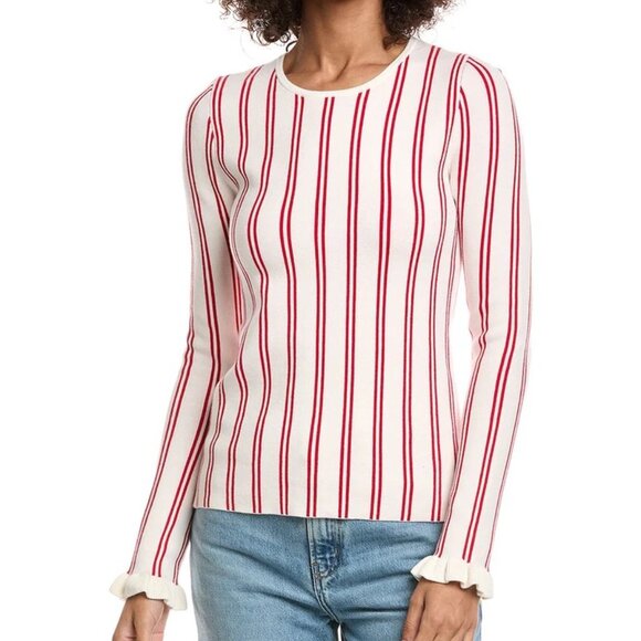 The Upside Alpine Chrissy Knit Sweater Women's Small Red Striped Organic Cotton - Picture 2 of 9
